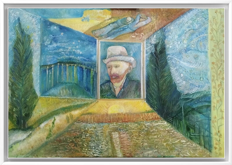 Van Gogh con i suoi due quadri  - a Paintings by Afsardokht Baghai